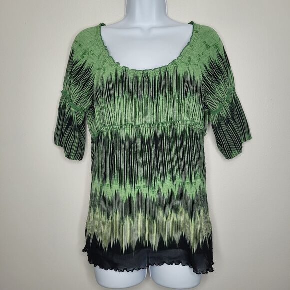Vintage y2k green grunge fairy abstract half sleeve emo top size medium - Picture 1 of 7